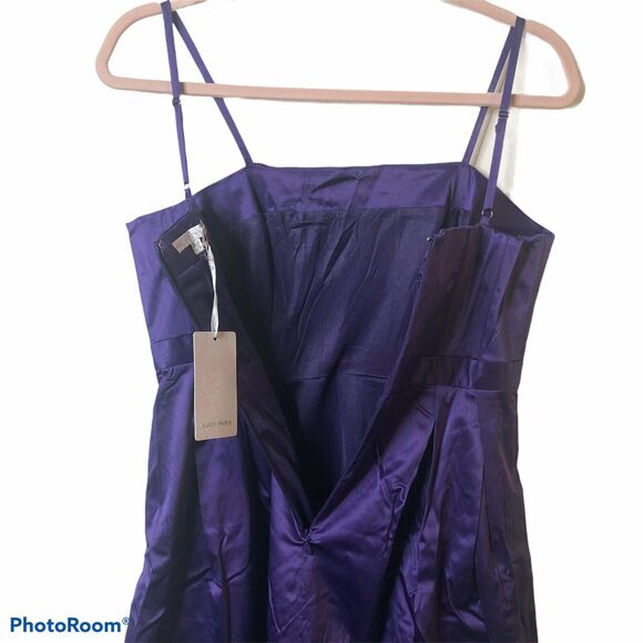 Lucy Paris Purple Embroidered Satin Dress Large - Picture 3 of 10